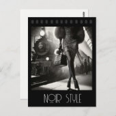 ヴィンテージのレトロで華やかな駅の女の子 ポストカード (正面/裏面)