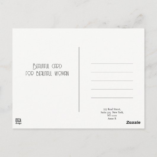 ヴィンテージのレトロで華やかな駅の女の子 ポストカード (裏面)