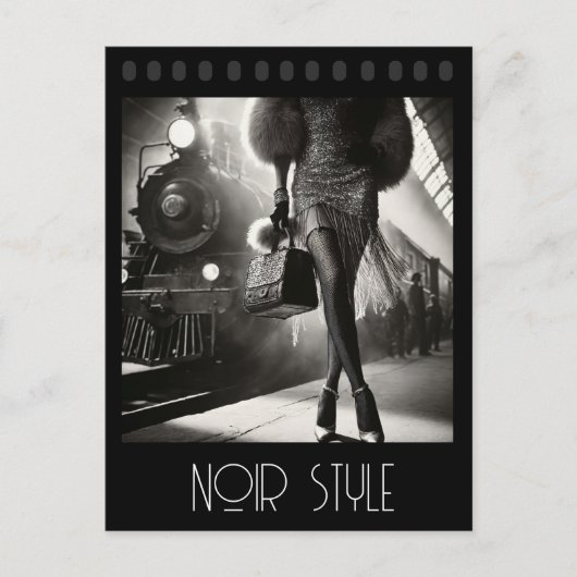 ヴィンテージのレトロで華やかな駅の女の子 ポストカード (正面)