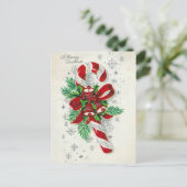 ヴィンテージのレトロなクリスマスキャンディの杖はがき シーズンポストカード (スタンド正面)