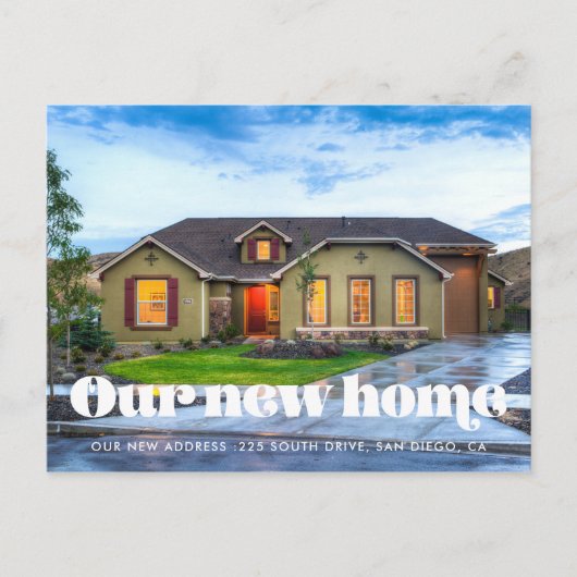 ヴィンテージのレトロなスクリプト写真の移動のお知らせ ポストカード (正面)