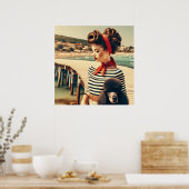 ヴィンテージのレトロな美少女プードル ポスター (キッチン)