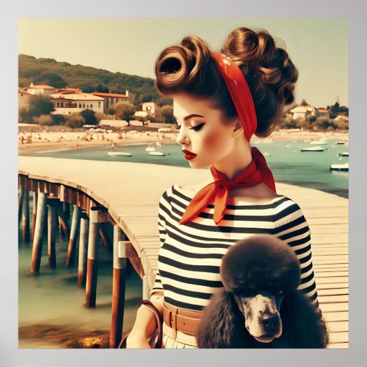 ヴィンテージのレトロな美少女プードル ポスター (正面)