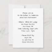 ヴィンテージのレトロのおもしろいの退職のパーティの招待状 招待状 (裏面)