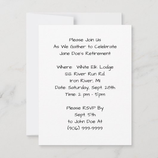 ヴィンテージのレトロのおもしろいの退職のパーティの招待状 招待状 (裏面)