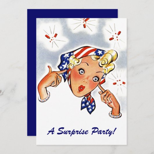 ヴィンテージのレトロのお洒落な驚きのパーティの招待状 招待状 (正面/裏面)