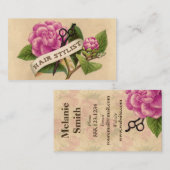 ヴィンテージのレトロのばら色の蘭の美容師の美容師 名刺 (正面/裏面)