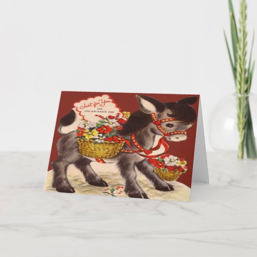 ヴィンテージのレトロのろばのバレンタインカード シーズンカード (正面)