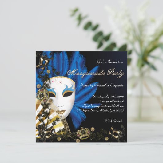 ヴィンテージのレトロのエレガントな仮面舞踏会のパーティーの招待 招待状 (スタンド正面)
