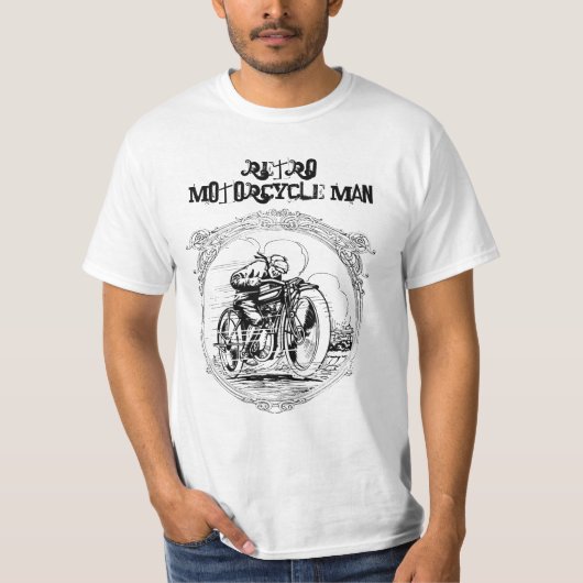 ヴィンテージのレトロのオートバイの人のおもしろいのTシャツ Tシャツ (正面)