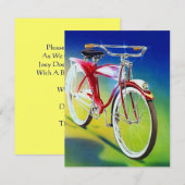 ヴィンテージのレトロのカラフルな自転車のパーティの招待状 招待状 (正面/裏面)