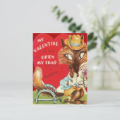 ヴィンテージのレトロのキツネのバレンタインカード シーズンポストカード (スタンド正面)