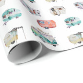 ヴィンテージのレトロのキャンピングカーの水彩画のラッピングペーパー ラッピングペーパー (ロールコーナー)