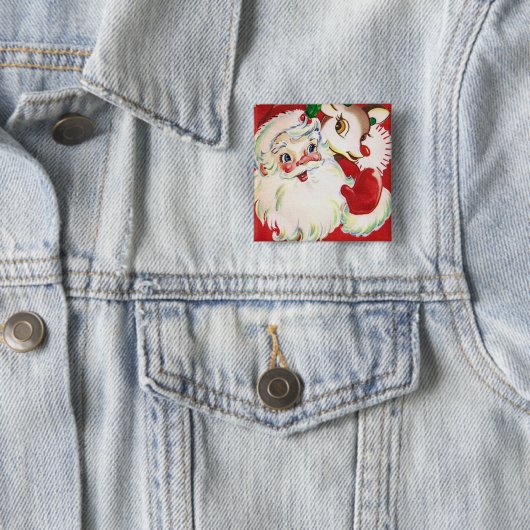 ヴィンテージのレトロのクリスマスのサンタのトナカイボタン 缶バッジ (インサイチュ)