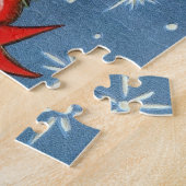 ヴィンテージのレトロのクリスマスのトナカイの休日のパズル ジグソーパズル (側面)