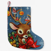 ヴィンテージのレトロのクリスマスのトナカイの装飾のストッキング スモールクリスマスストッキング (正面)