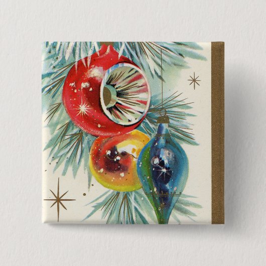 ヴィンテージのレトロのクリスマスの休日の球根ボタン 缶バッジ (正面)