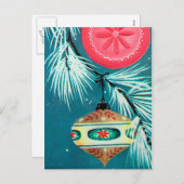 ヴィンテージのレトロのクリスマスの球根の休日の郵便はがき シーズンポストカード (正面/裏面)