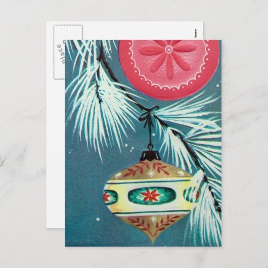 ヴィンテージのレトロのクリスマスの球根の休日の郵便はがき シーズンポストカード (正面/裏面)