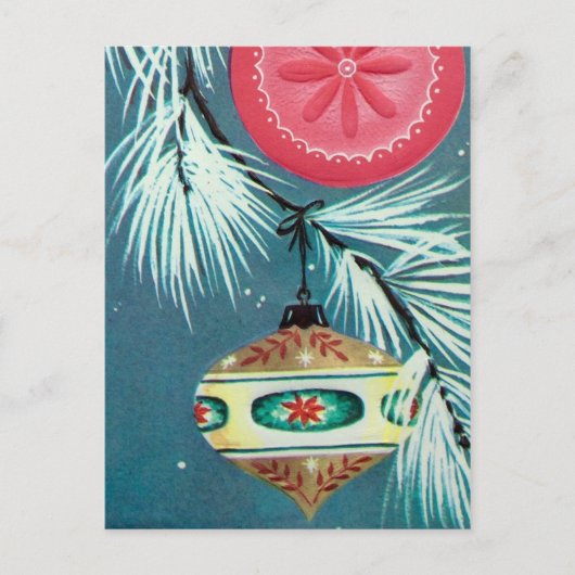 ヴィンテージのレトロのクリスマスの球根の休日の郵便はがき シーズンポストカード (正面)