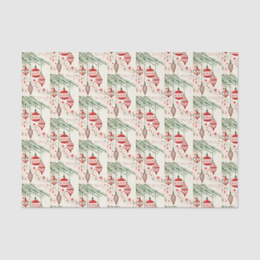 ヴィンテージのレトロのクリスマスの球根パターンパーティーの覆い 薄葉紙 (正面)