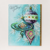 ヴィンテージのレトロのクリスマスカードのお祝いのパズル ジグソーパズル (縦)