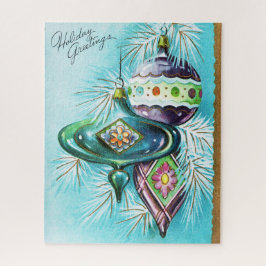 ヴィンテージのレトロのクリスマスカードのお祝いのパズル ジグソーパズル