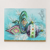 ヴィンテージのレトロのクリスマスカードのお祝いのパズル ジグソーパズル (横)