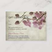 ヴィンテージのレトロのシンプルな花のギフト券 割引カード (裏面)