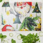 ヴィンテージのレトロのスタイルのクリスマスの台所タオルサンタ キッチンタオル (折り畳み)