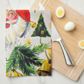 ヴィンテージのレトロのスタイルのクリスマスの台所タオルサンタ キッチンタオル (四つ折り)