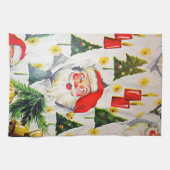 ヴィンテージのレトロのスタイルのクリスマスの台所タオルサンタ キッチンタオル (横)