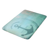 ヴィンテージのレトロのティール(緑がかった色)のいかりの航海のな結婚式のカスタム バスマット (アングル)