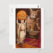 ヴィンテージのレトロのハロウィンの挨拶の不気味なフクロウ ポストカード (正面/裏面)