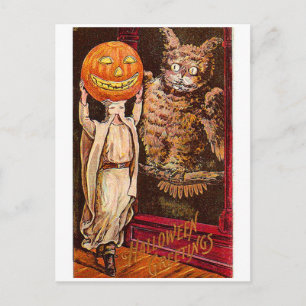 ヴィンテージのレトロのハロウィンの挨拶の不気味なフクロウ ポストカード