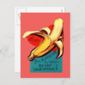 ヴィンテージのレトロのバナナのバレンタインカード シーズンポストカード (正面/裏面)