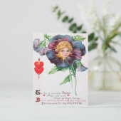 ヴィンテージのレトロのパンジーのバレンタインカード シーズンポストカード (スタンド正面)