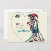 ヴィンテージのレトロのピエロのバレンタインカード シーズンポストカード (正面/裏面)