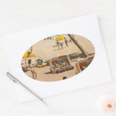 ヴィンテージのレトロのフロリダのビーチ旅行 楕円形シール (封筒)