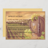 ヴィンテージのレトロのブドウ園の日没の結婚式の招待 招待状 (正面/裏面)