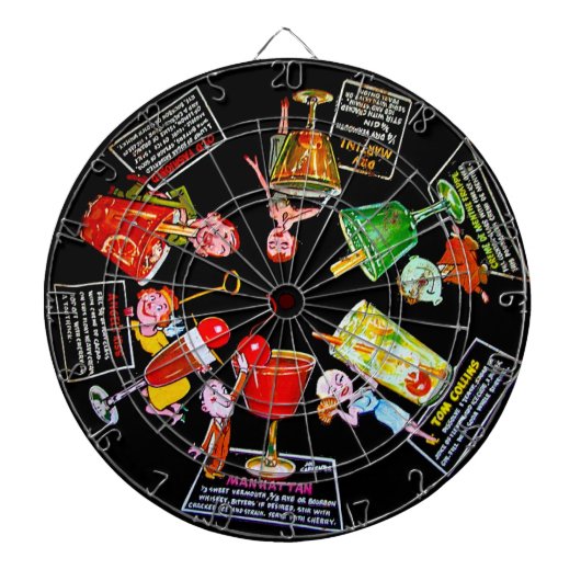 ヴィンテージのレトロのマルティーニのバーのカクテルの気違いの人の飲み物 ダーツボード (正面)