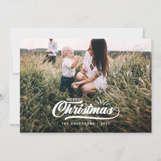 ヴィンテージのレトロのメリークリスマス シーズンカード (正面)