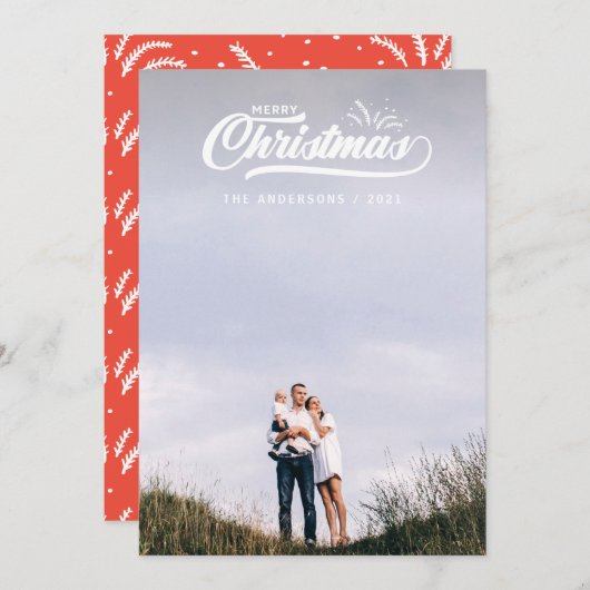 ヴィンテージのレトロのメリークリスマス シーズンカード (正面/裏面)