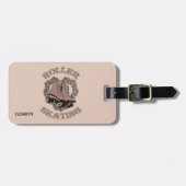 ヴィンテージのレトロのローラースケートで滑る愛スケート選手のギフト ラゲッジタグ (正面横)