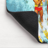 ヴィンテージのレトロの低俗な女性のデル水スキーヤー マウスパッド (コーナー)