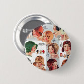 ヴィンテージのレトロの低俗な女性20sの女性の帽子の広告 缶バッジ (正面&裏面)