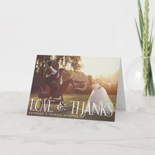 ヴィンテージのレトロの原稿の結婚式の写真のサンキューカード サンキューカード (正面)