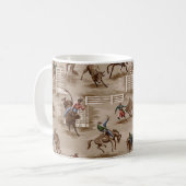 ヴィンテージのレトロの壁紙のロデオのカウボーイのコーヒー・マグ コーヒーマグカップ (正面左)