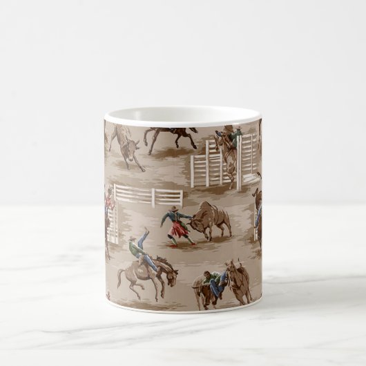 ヴィンテージのレトロの壁紙のロデオのカウボーイのコーヒー・マグ コーヒーマグカップ (中央)