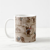 ヴィンテージのレトロの壁紙のロデオのカウボーイのコーヒー・マグ コーヒーマグカップ (左)